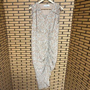 Wild Fern Pale Pink Floral Ruched‎ Dress Size Large